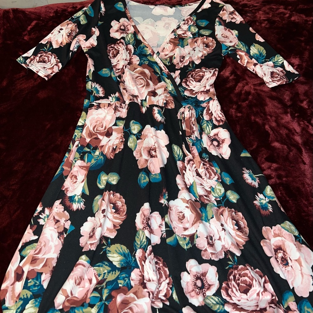Floral Dress with Pink and Blue Accents